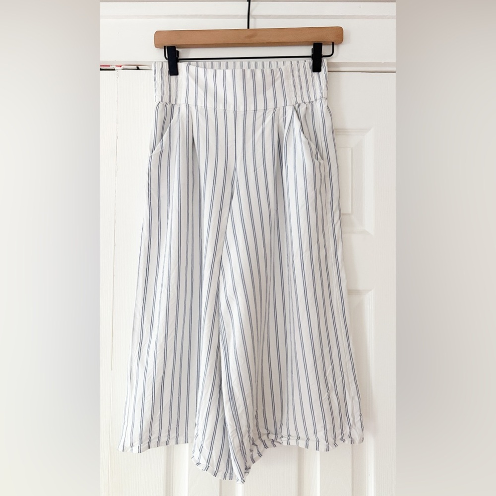 Sunday Best Blue White Striped Wide legged Trousers Size Extra Small Rayon EUC